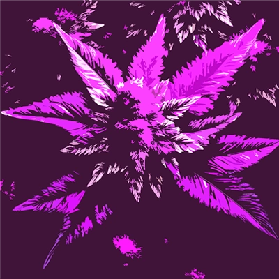 Stylized graphic image of a cannabis plant.